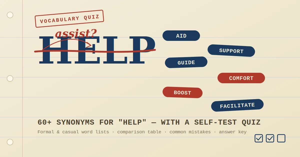 synonyms for help quiz